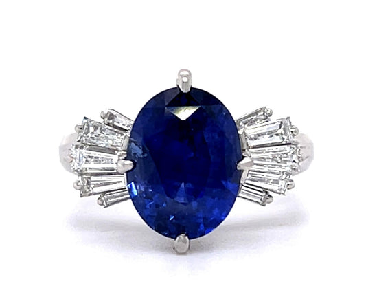 4.81ct Sri Lanka Ceylon Heated Sapphire .60ct Diamond Platinum Ring