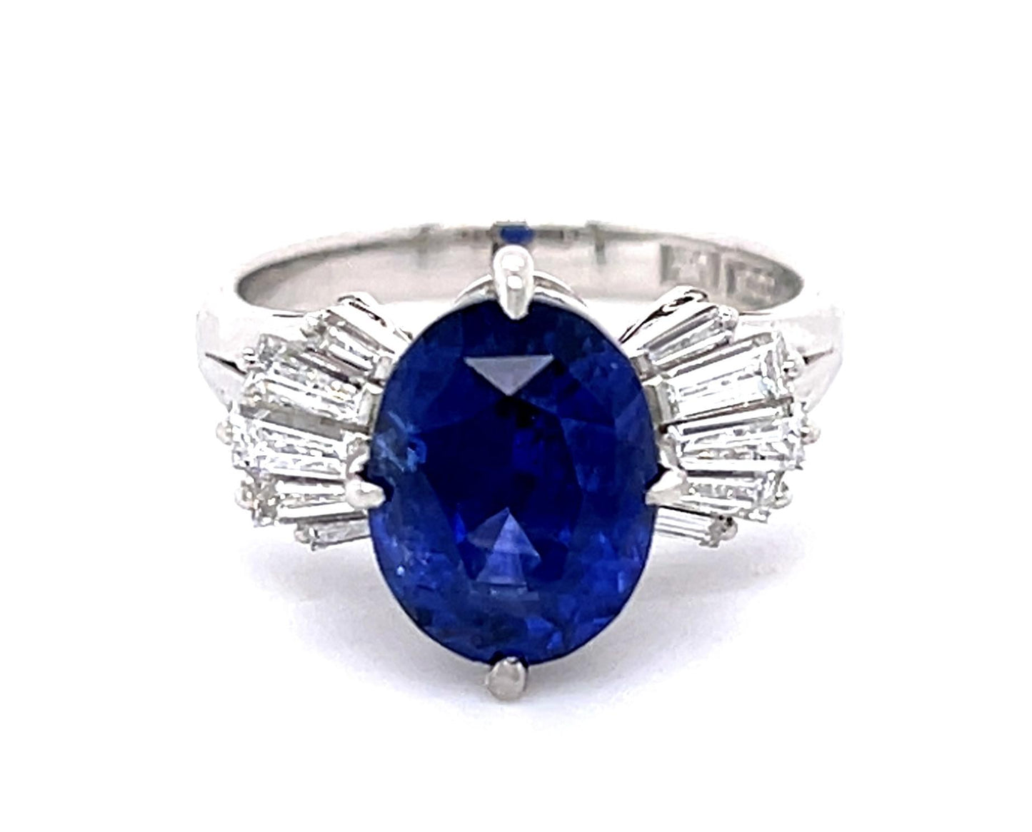 4.81ct Sri Lanka Ceylon Heated Sapphire .60ct Diamond Platinum Ring