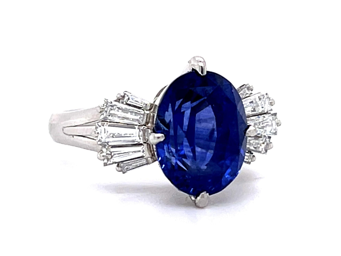 4.81ct Sri Lanka Ceylon Heated Sapphire .60ct Diamond Platinum Ring