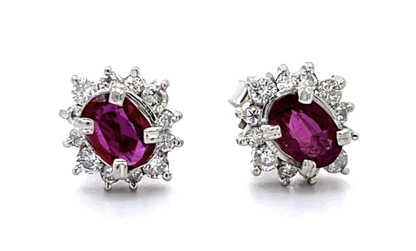 1.43ct Ruby .56ct Diamond Platinum Stud Earrings