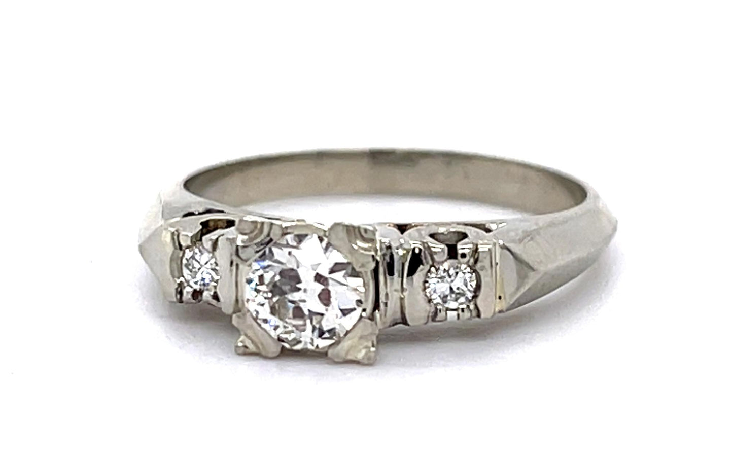 .36ct Old European Center Diamond 14KW Ring (Vintage 1950s)