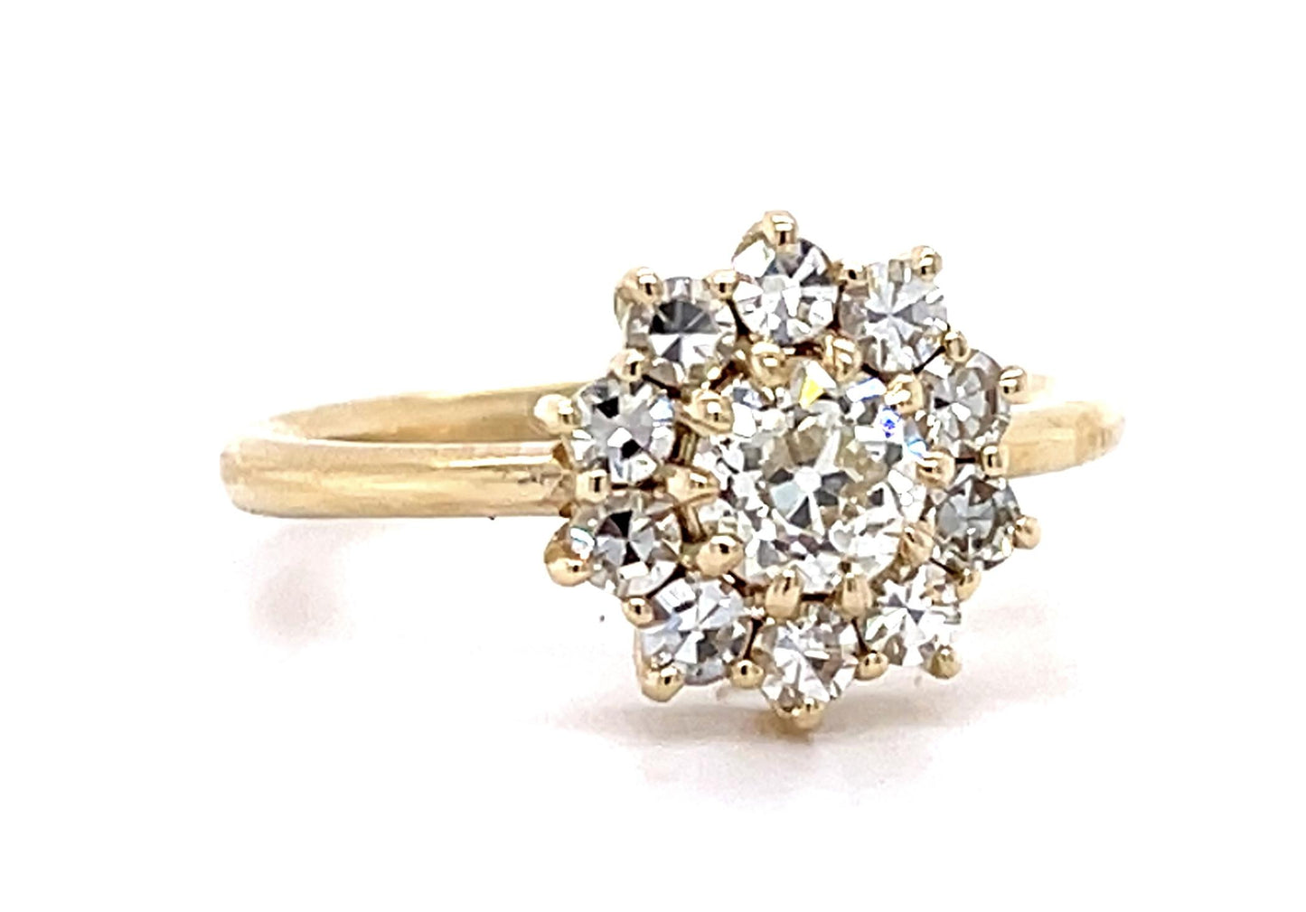 .50ct Old European Center Diamond 14KY Ring .47ct SD