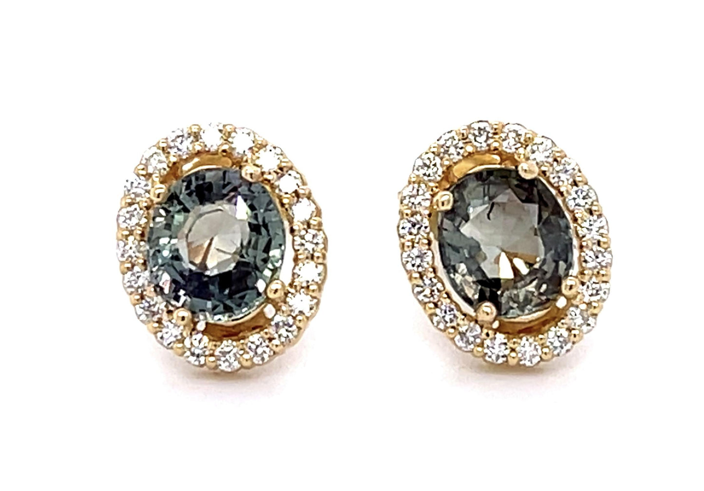 1.93ct Alexandrite .28ct Diamond 14KY Stud Earrings