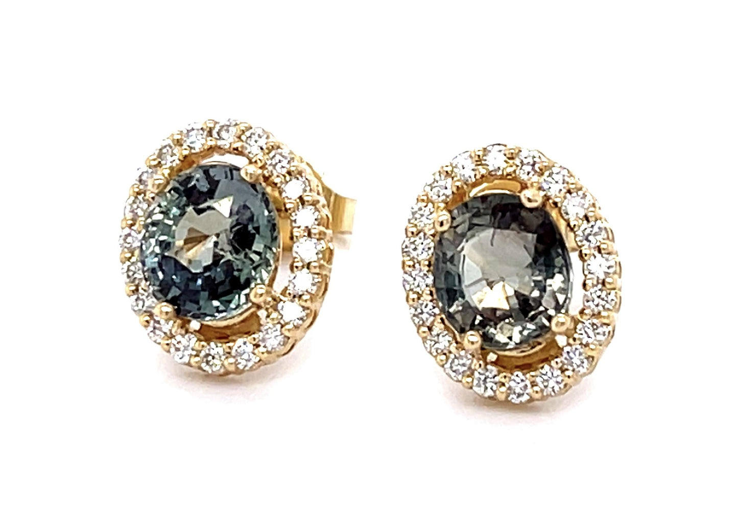 1.93ct Alexandrite .28ct Diamond 14KY Stud Earrings
