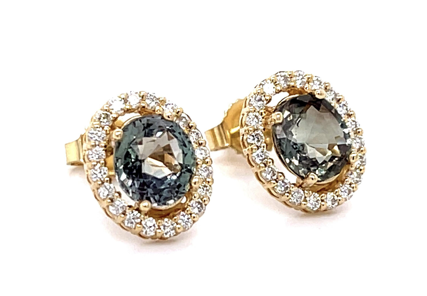 1.93ct Alexandrite .28ct Diamond 14KY Stud Earrings