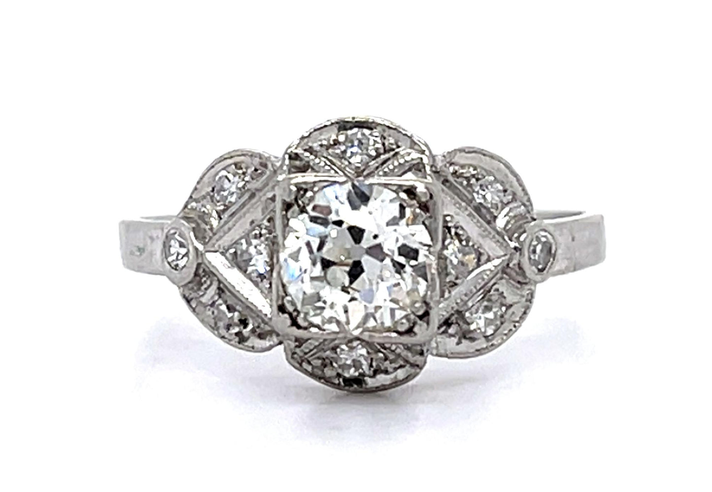 Art Deco PT .65ct Old Euro Diamond H VS1 (No Cert) Ring (Vintage 1930s)