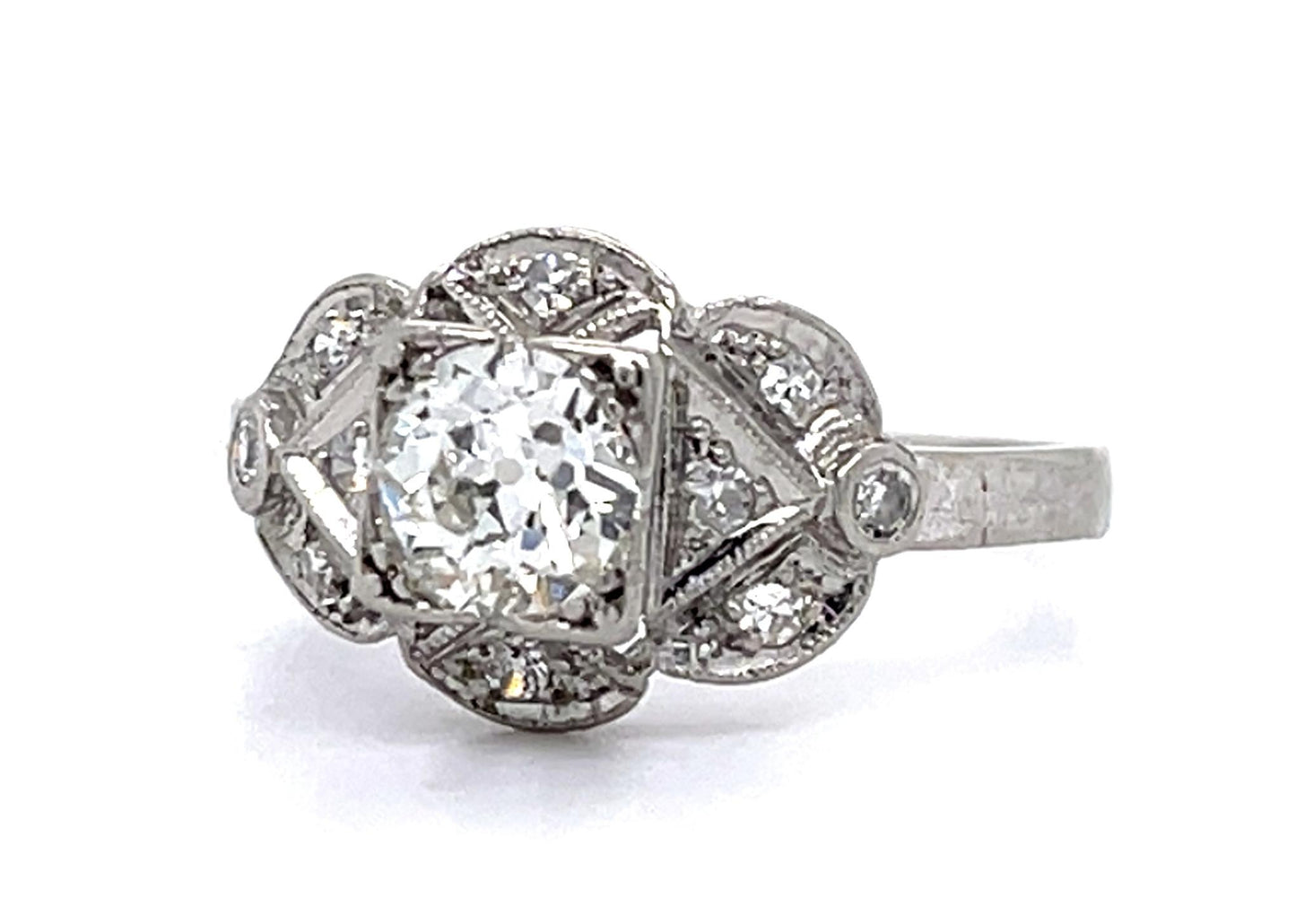Art Deco PT .65ct Old Euro Diamond H VS1 (No Cert) Ring (Vintage 1930s)