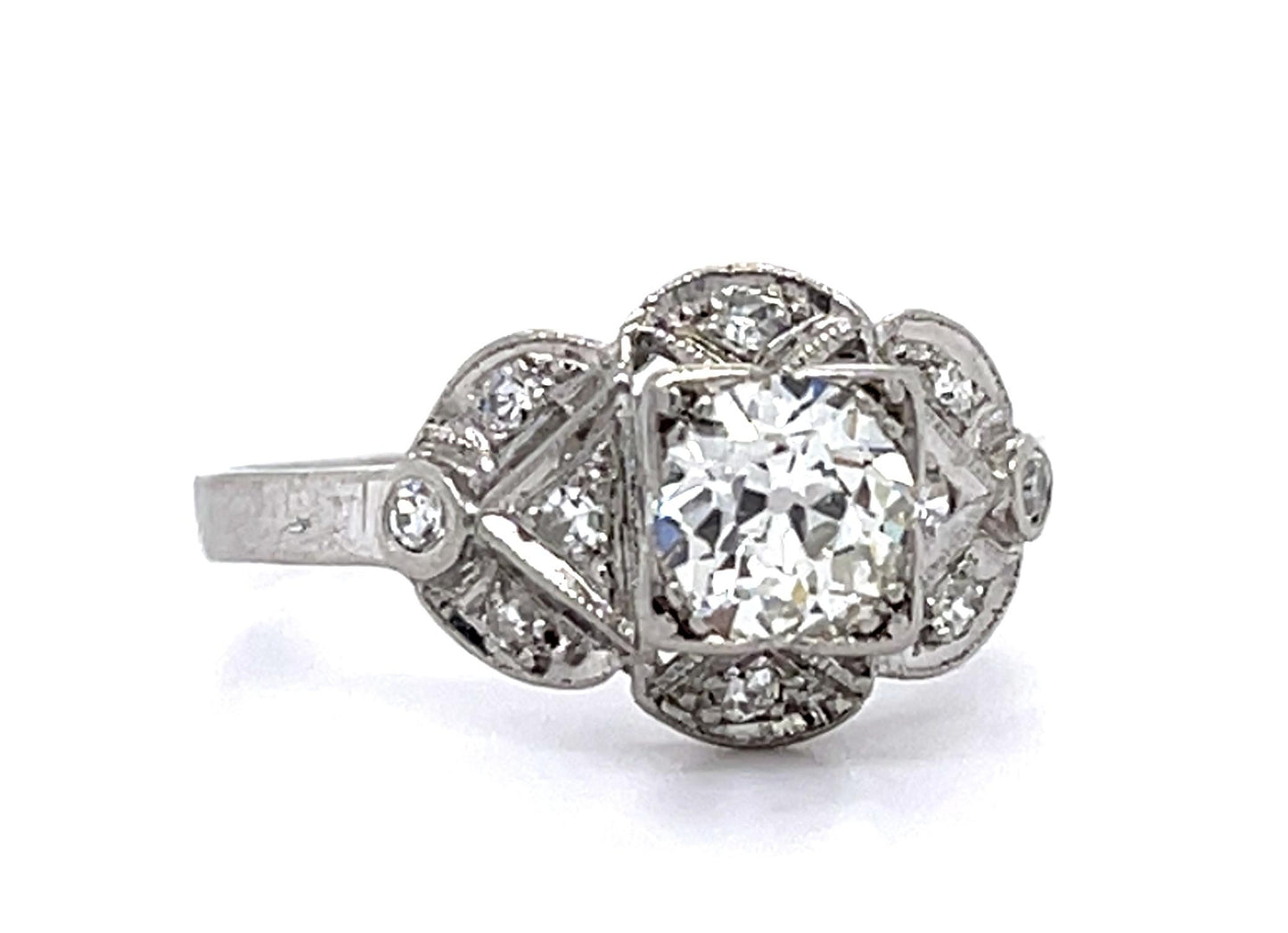Art Deco PT .65ct Old Euro Diamond H VS1 (No Cert) Ring (Vintage 1930s)