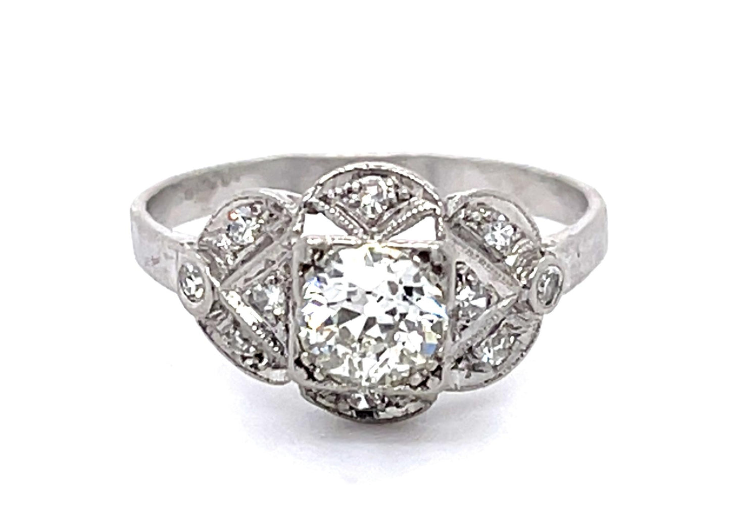 Art Deco PT .65ct Old Euro Diamond H VS1 (No Cert) Ring (Vintage 1930s)