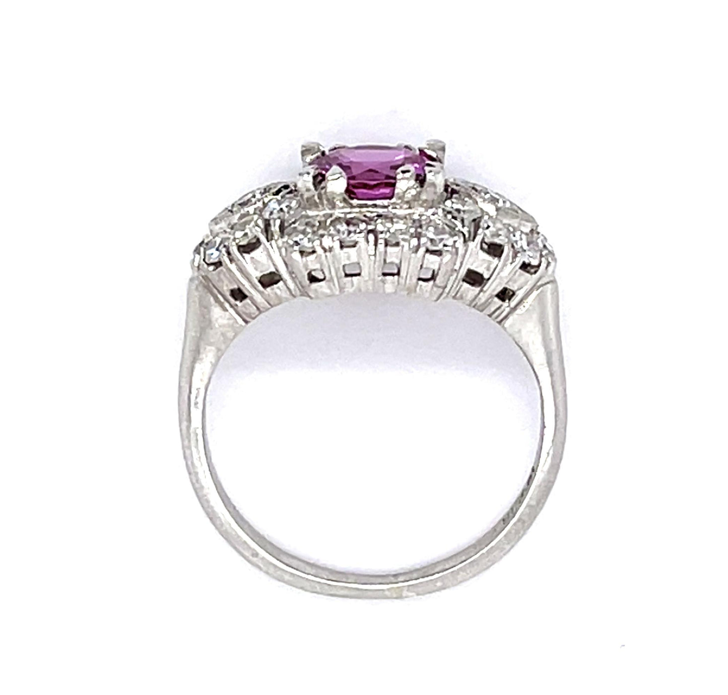 PT Pink Sapphire & Diamond Art Deco Ring 5.4gr 1.23ct(sap) 0.48ct(dia) Late 1930