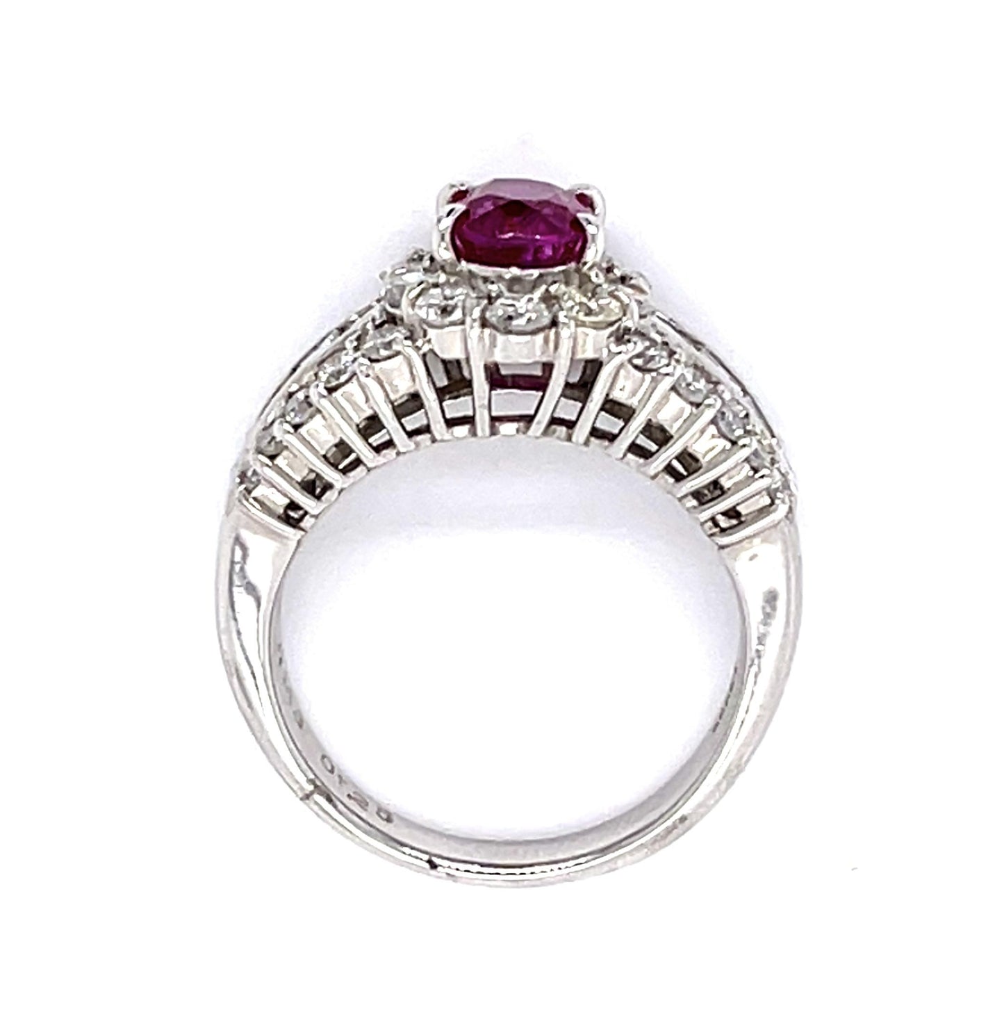 1.13ct Ruby & 1.25ctw Diamond Ring Circa 1970s