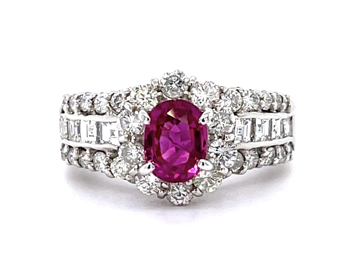 Estate 1.13ct Ruby & 1.25ctw Diamond Ring Circa 1970s Size 5.50