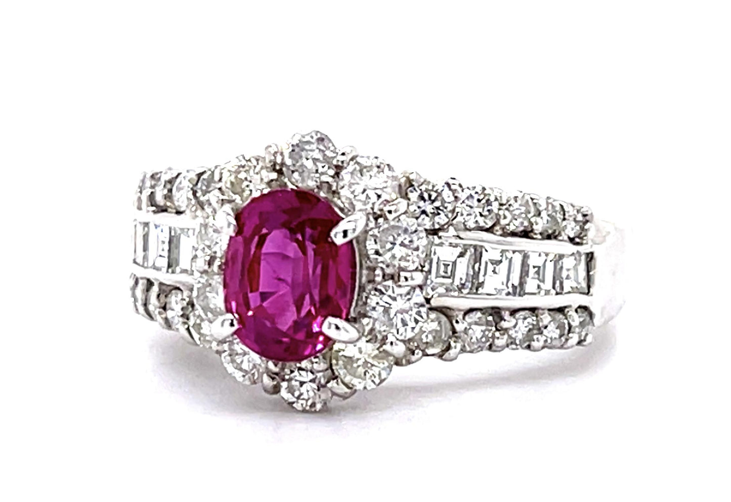 Estate 1.13ct Ruby & 1.25ctw Diamond Ring Circa 1970s Size 5.50