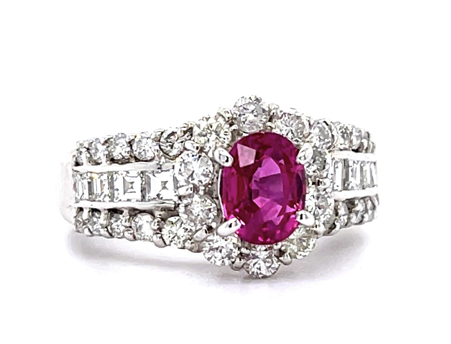 Estate 1.13ct Ruby & 1.25ctw Diamond Ring Circa 1970s Size 5.50