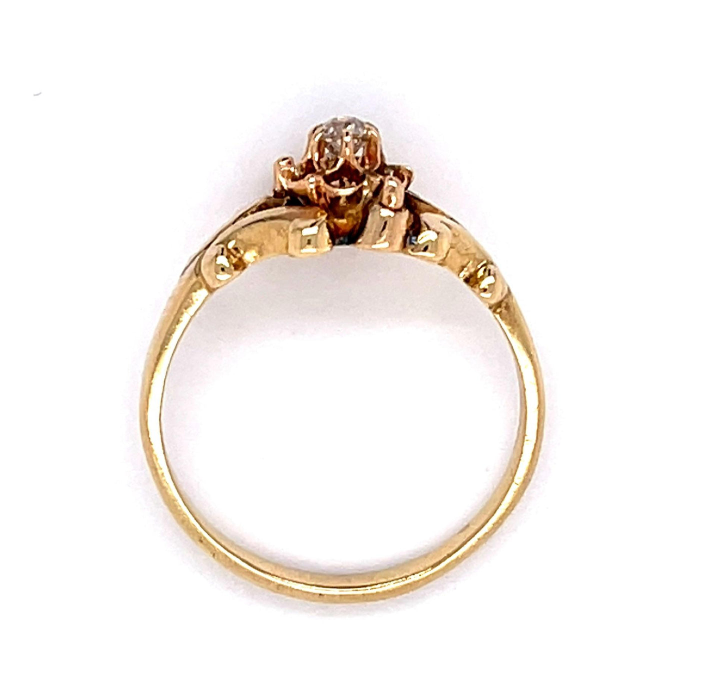 Victorian .13ct Old Mine Cut Diamond 14KY Ring (Antique 1880s)