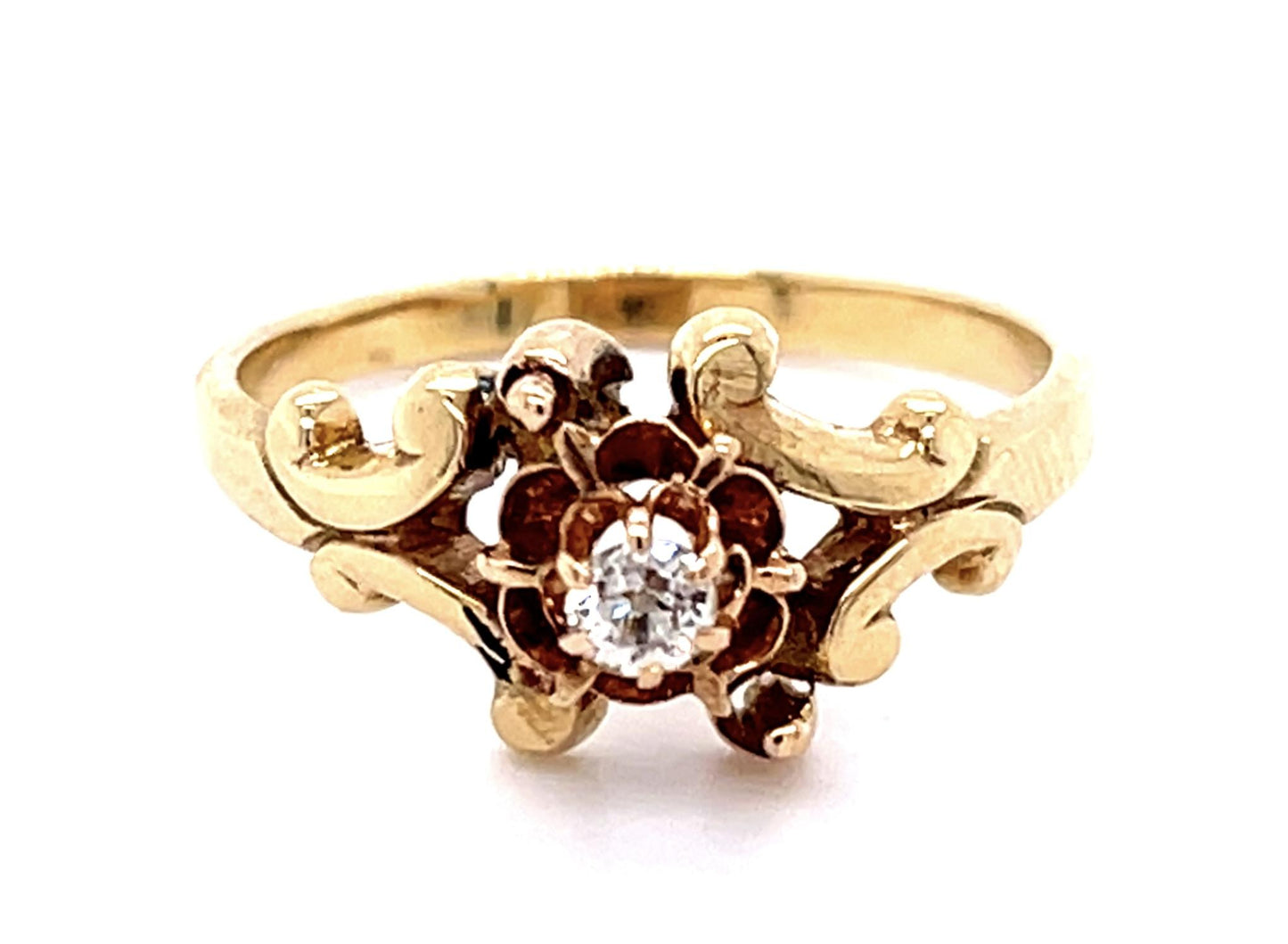 Victorian .13ct Old Mine Cut Diamond 14KY Ring (Antique 1880s)