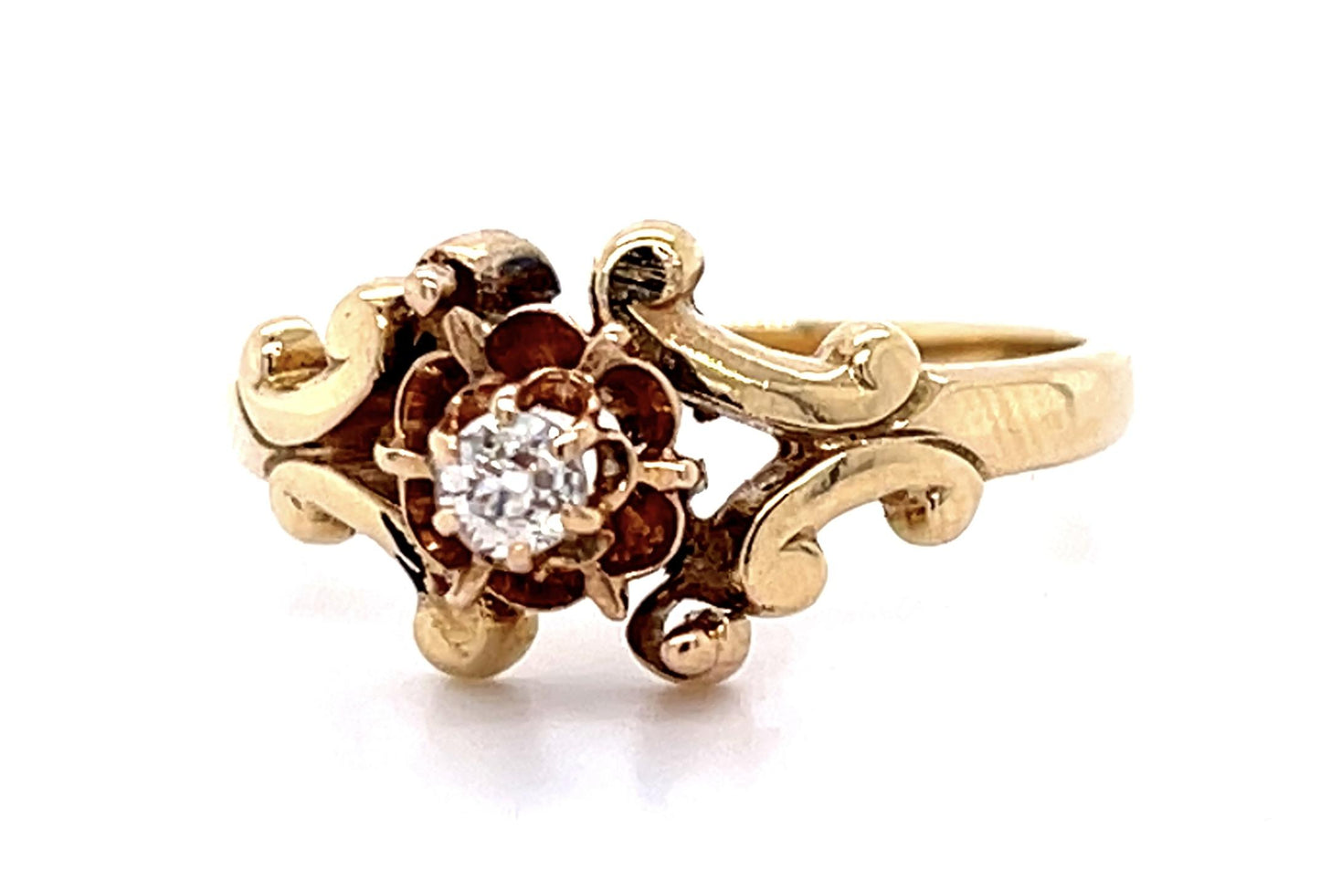 Victorian .13ct Old Mine Cut Diamond 14KY Ring (Antique 1880s)