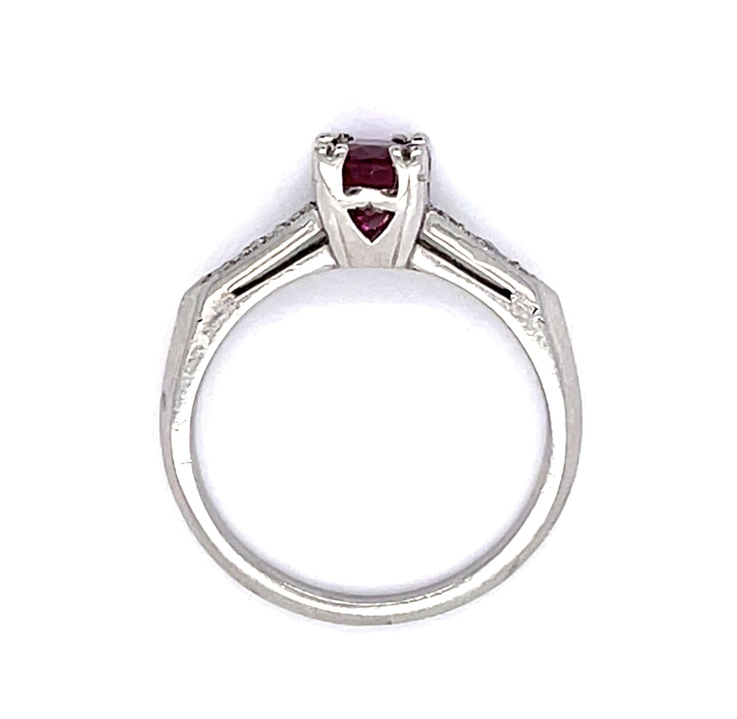 PL Ruby & Diamond Ring 4.9gr 1.11ct(rby) 0.08ct twt(dia) Circa 1940s