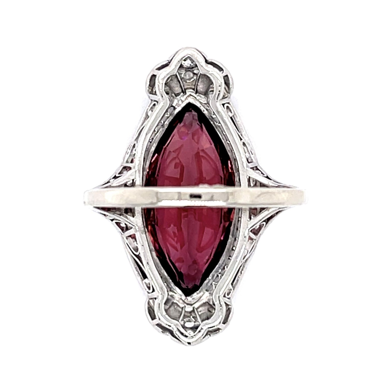 Original Art Deco 5.82ct Pink Tourmaline .46ct Diamond Platinum Ring (1920s)