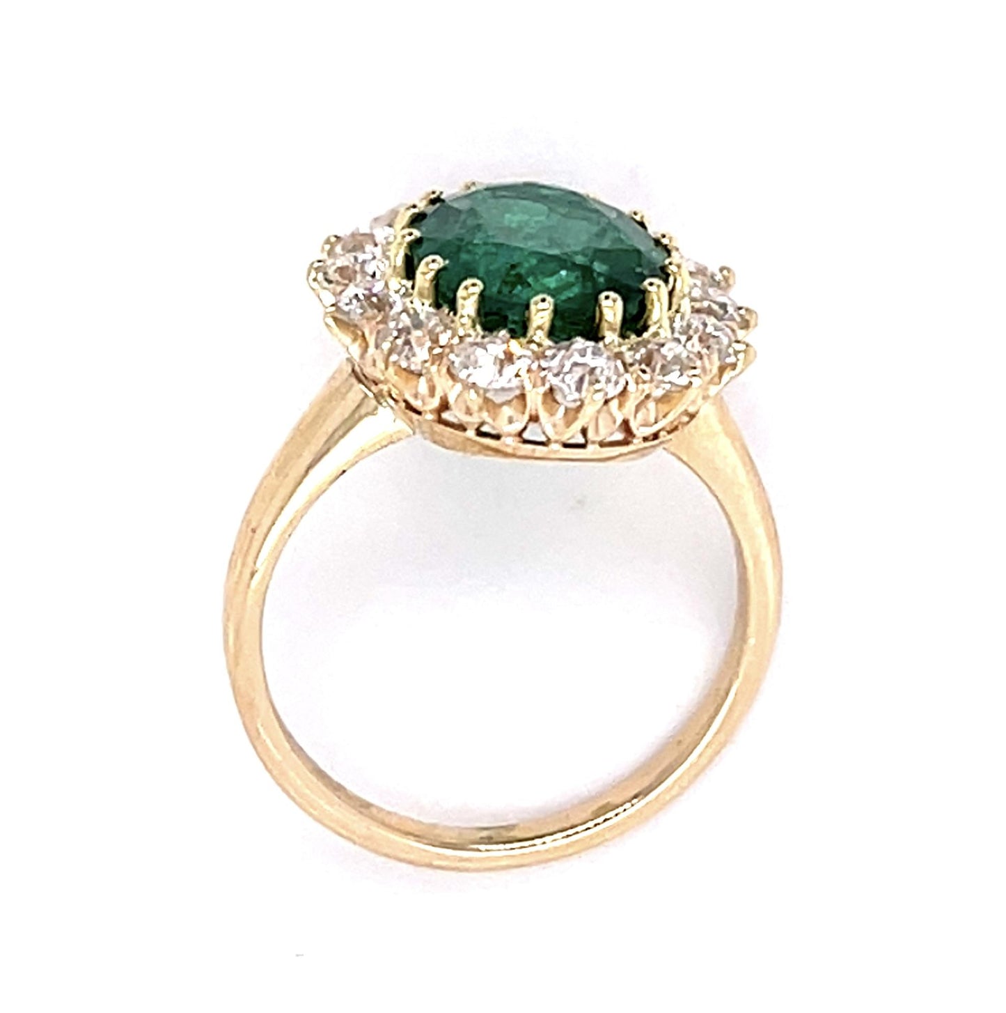 Victorian 2.94ct Emerald 1.40ct Diamond 14KY Ring (Antique 1890s)