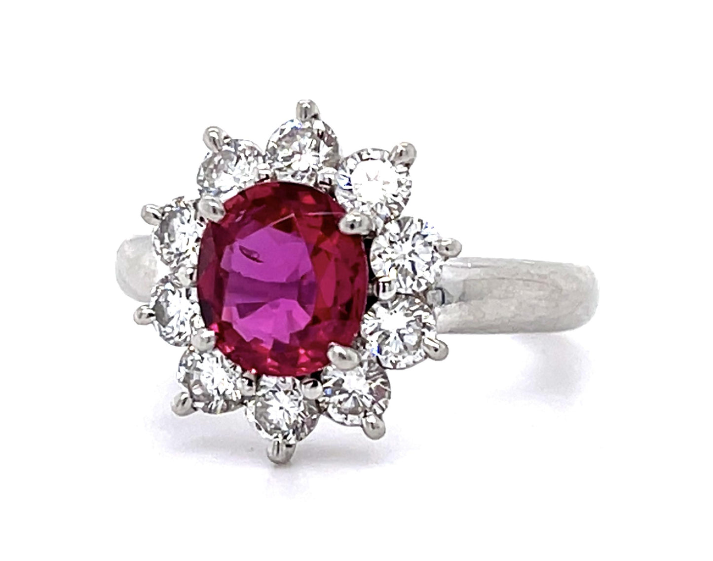 1.70ct No Heat Thai Ruby 1.06ct Diamond Platinum Ring