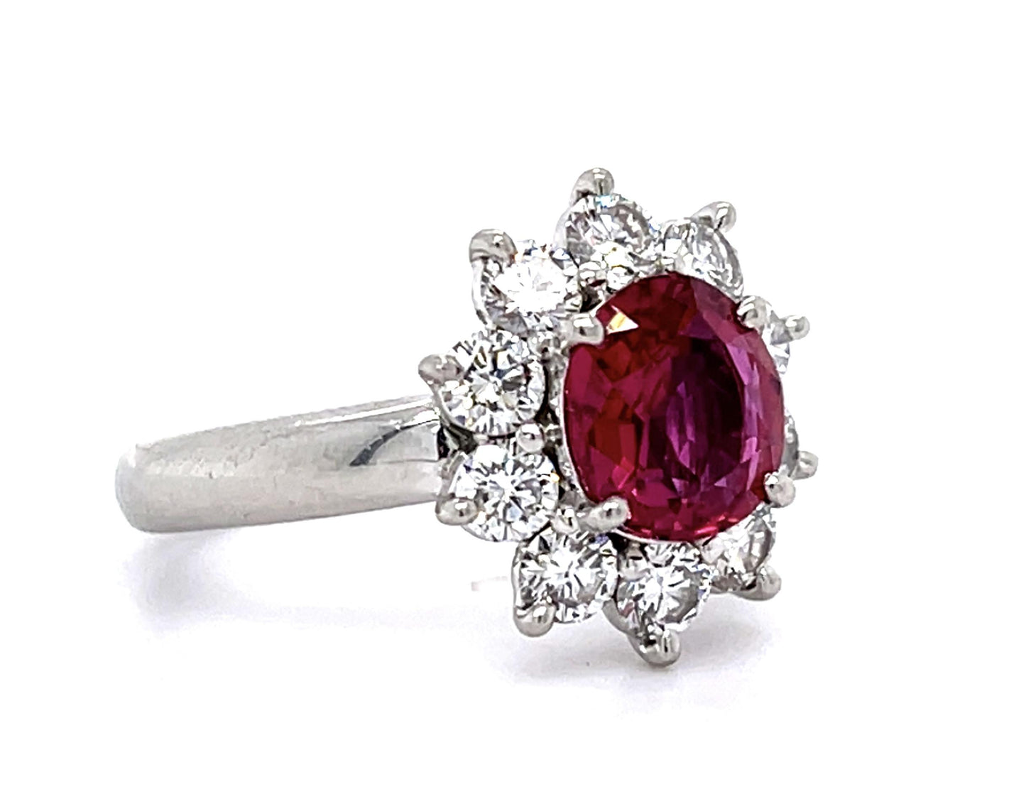 1.70ct No Heat Thai Ruby 1.06ct Diamond Platinum Ring