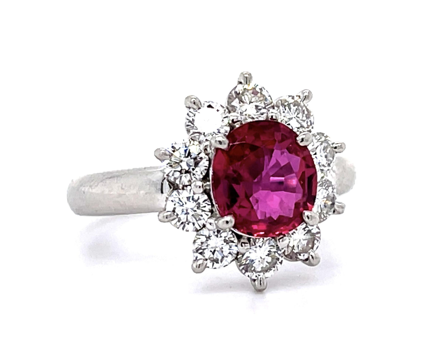 1.70ct No Heat Thai Ruby 1.06ct Diamond Platinum Ring