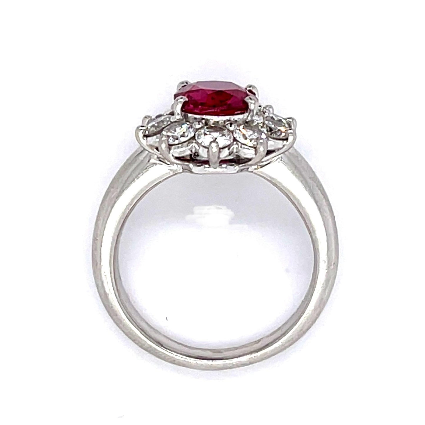 1.70ct No Heat Thai Ruby 1.06ct Diamond Platinum Ring