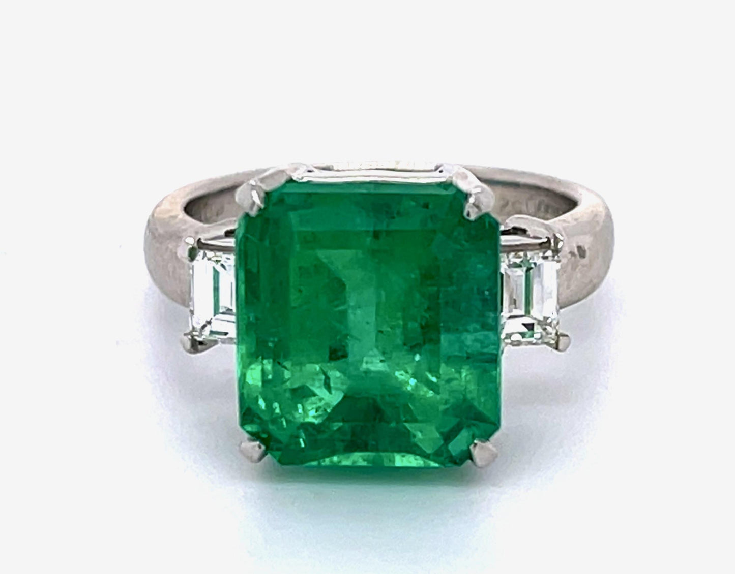 6.68ct F2 Colombian Emerald .52ct Diamond Platinum Ring