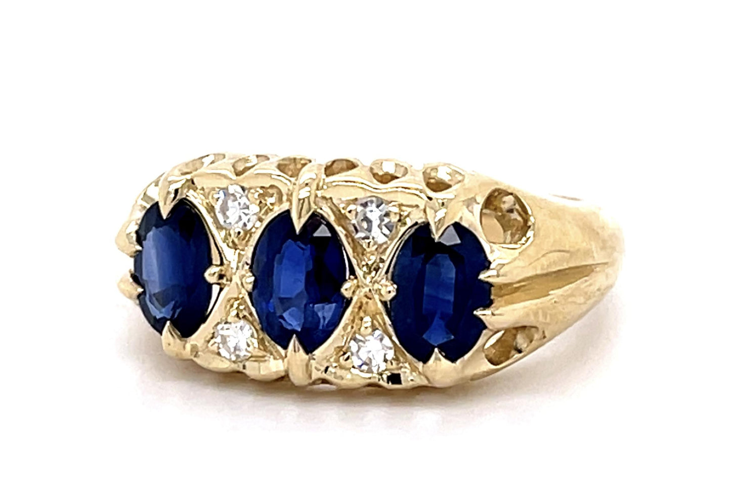1.75ct Sapphire .12ct Diamond 14KY Ring