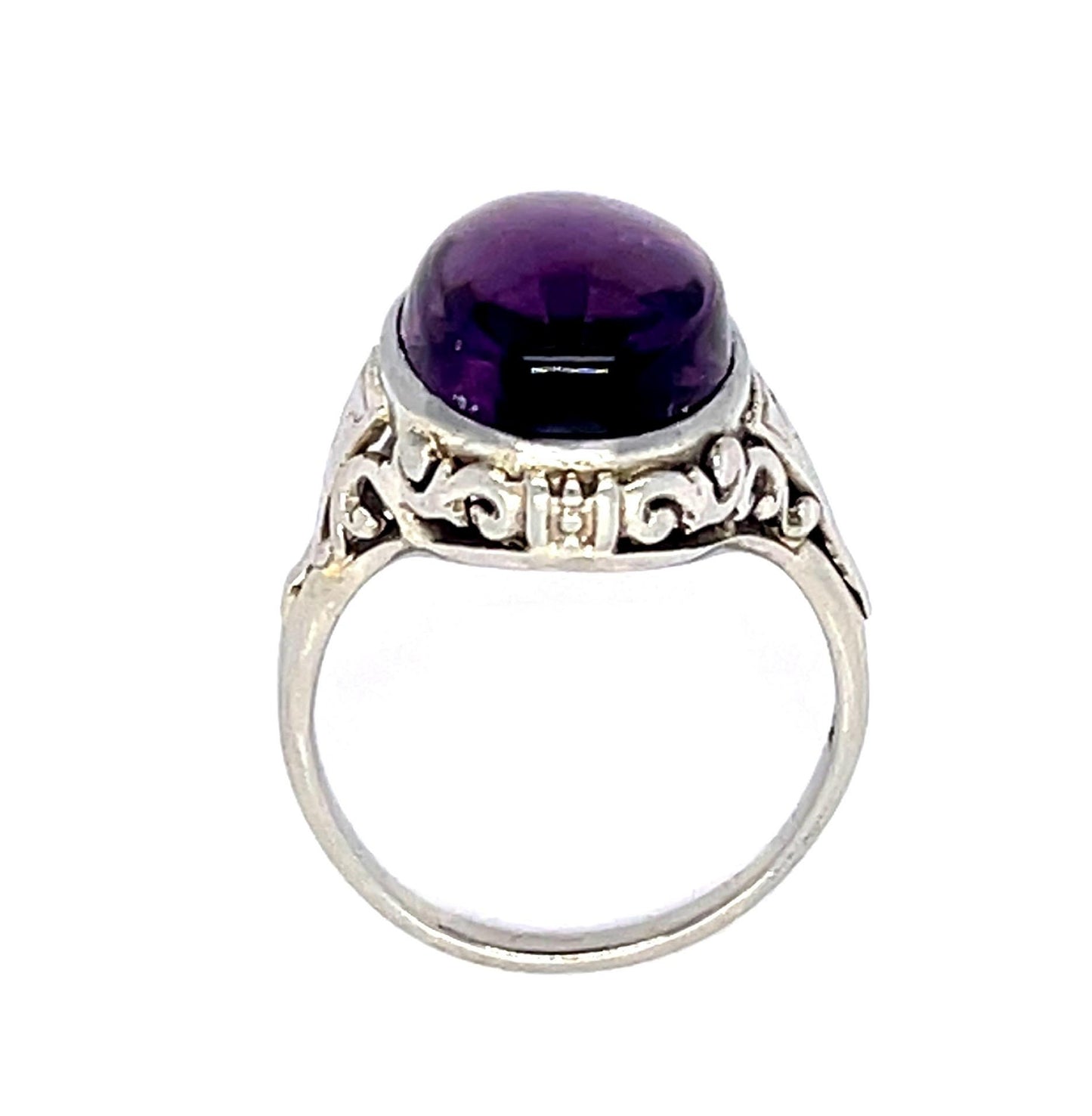 Original Art Deco 7ct Amethyst 18KW Ring (Vintage 1930s)