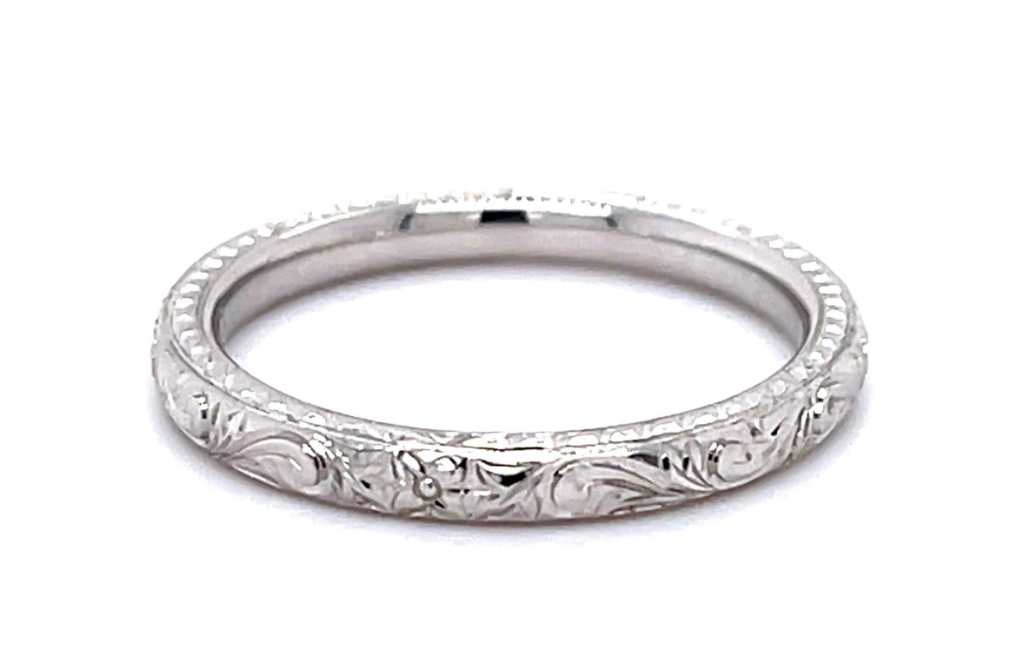14KW Hand Engraved Band Ring 2.68g 5.75 Size
