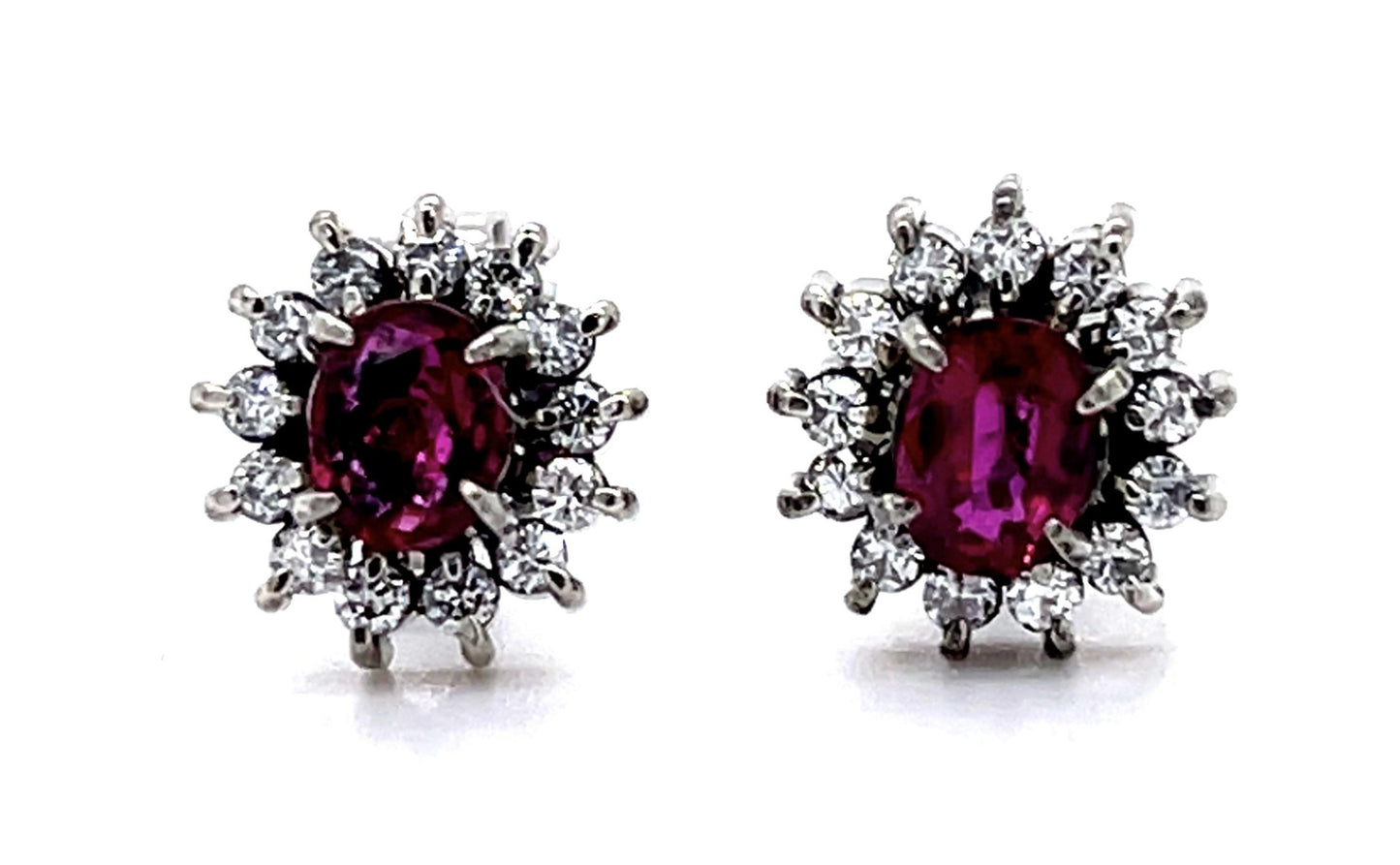 1.02ct Ruby .38ct Diamond PT+14KW Earrings