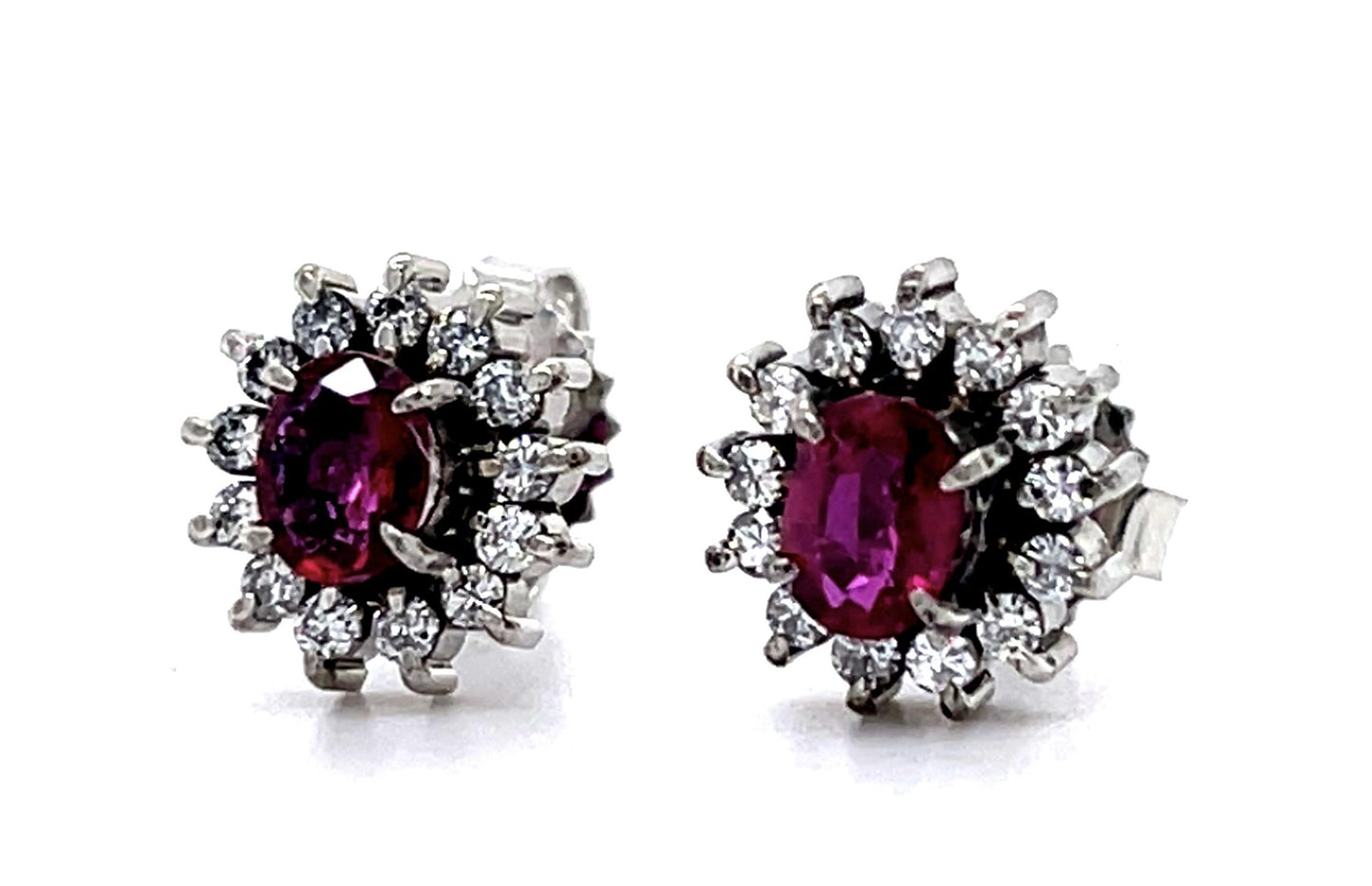 1.02ct Ruby .38ct Diamond PT+14KW Earrings