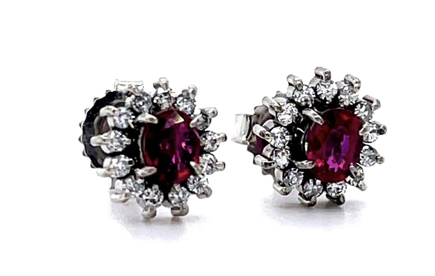 1.02ct Ruby .38ct Diamond PT+14KW Earrings
