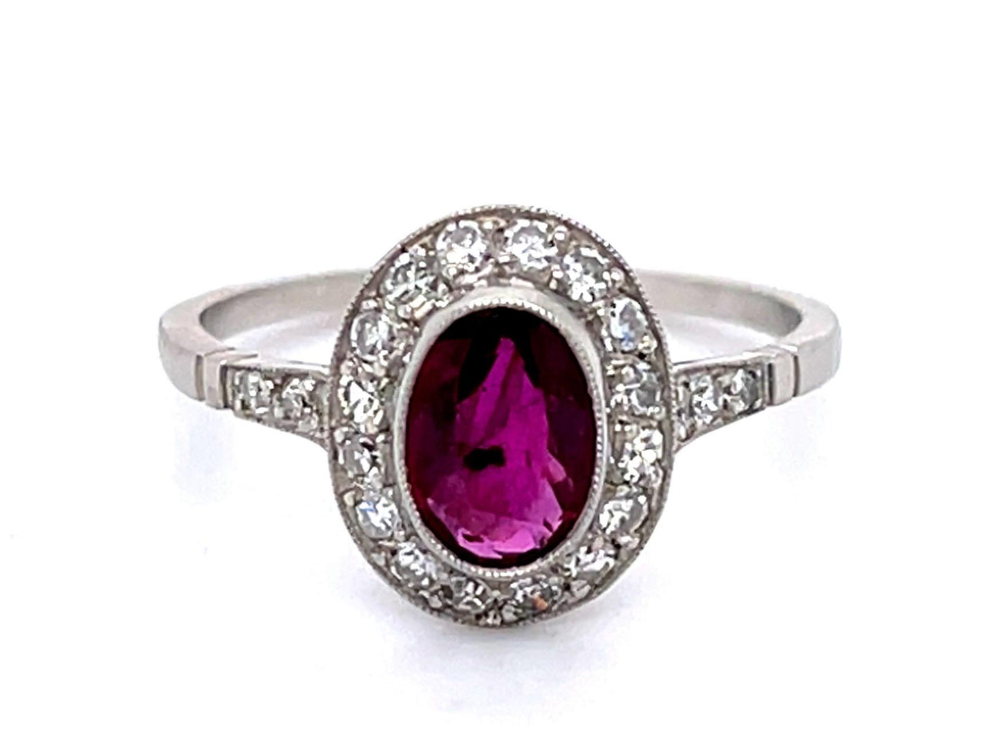 .89ct Oval Ruby .54ct Diamond Platinum Handmade Ring
