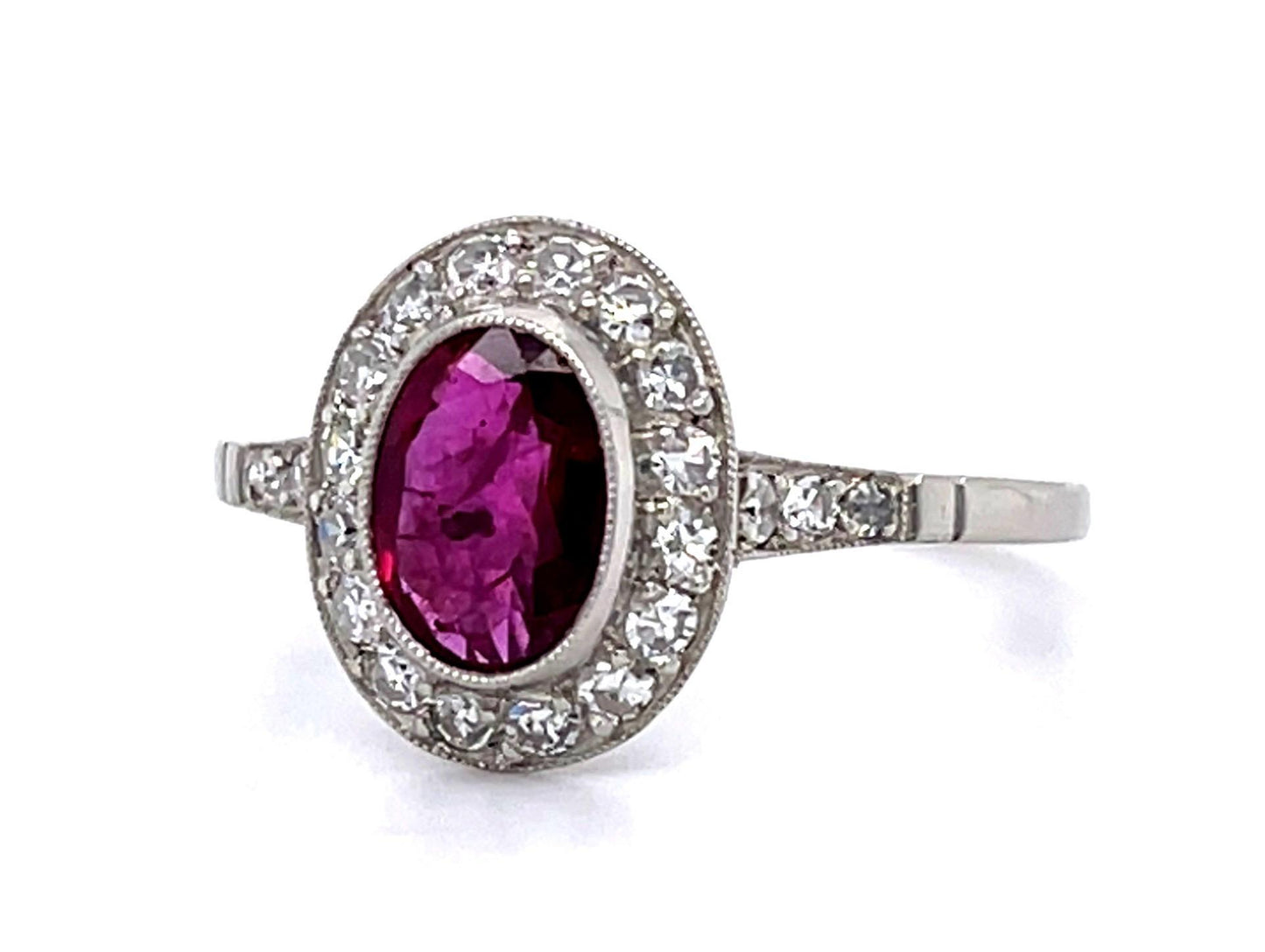 .89ct Oval Ruby .54ct Diamond Platinum Handmade Ring