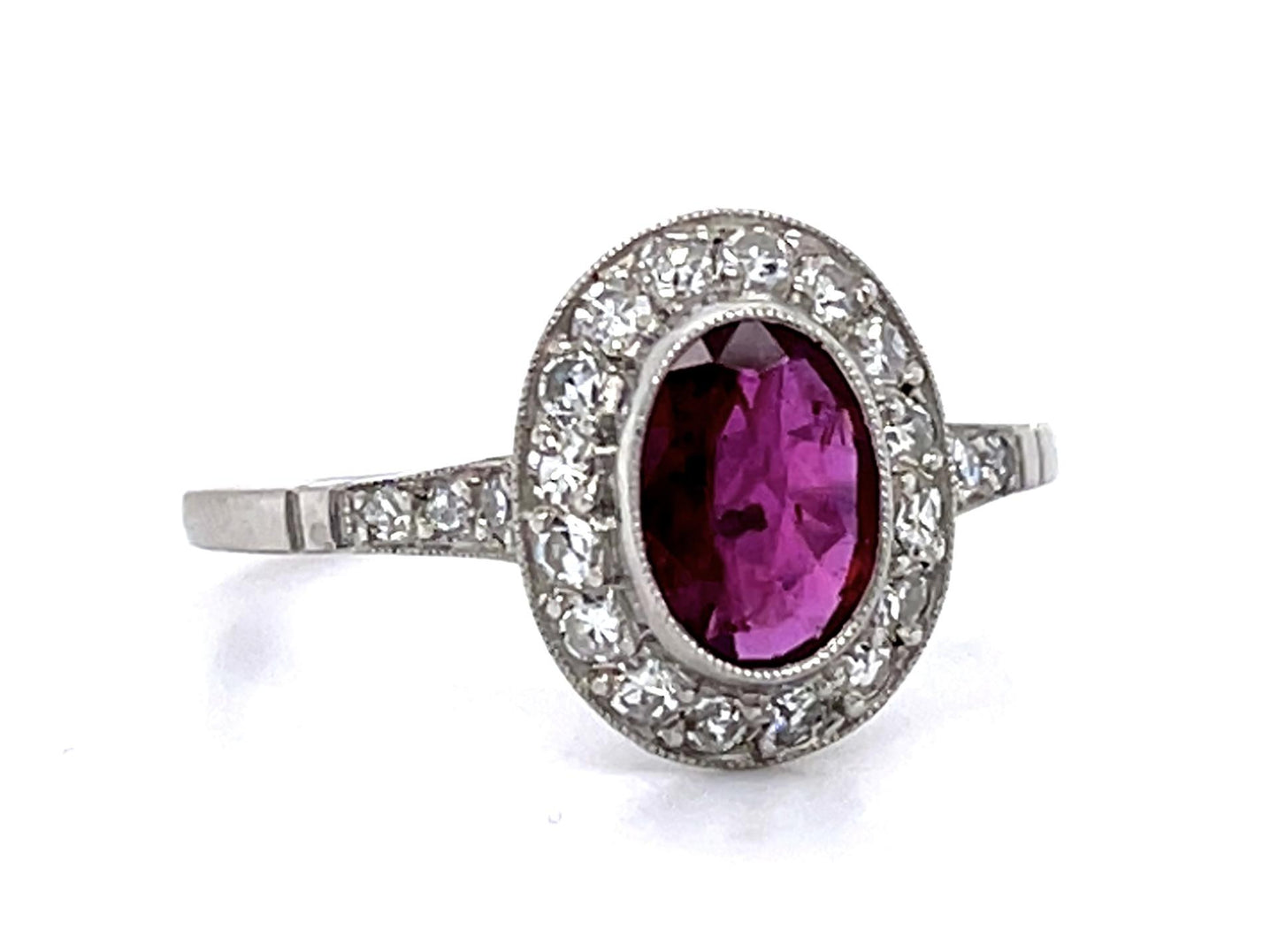 .89ct Oval Ruby .54ct Diamond Platinum Handmade Ring