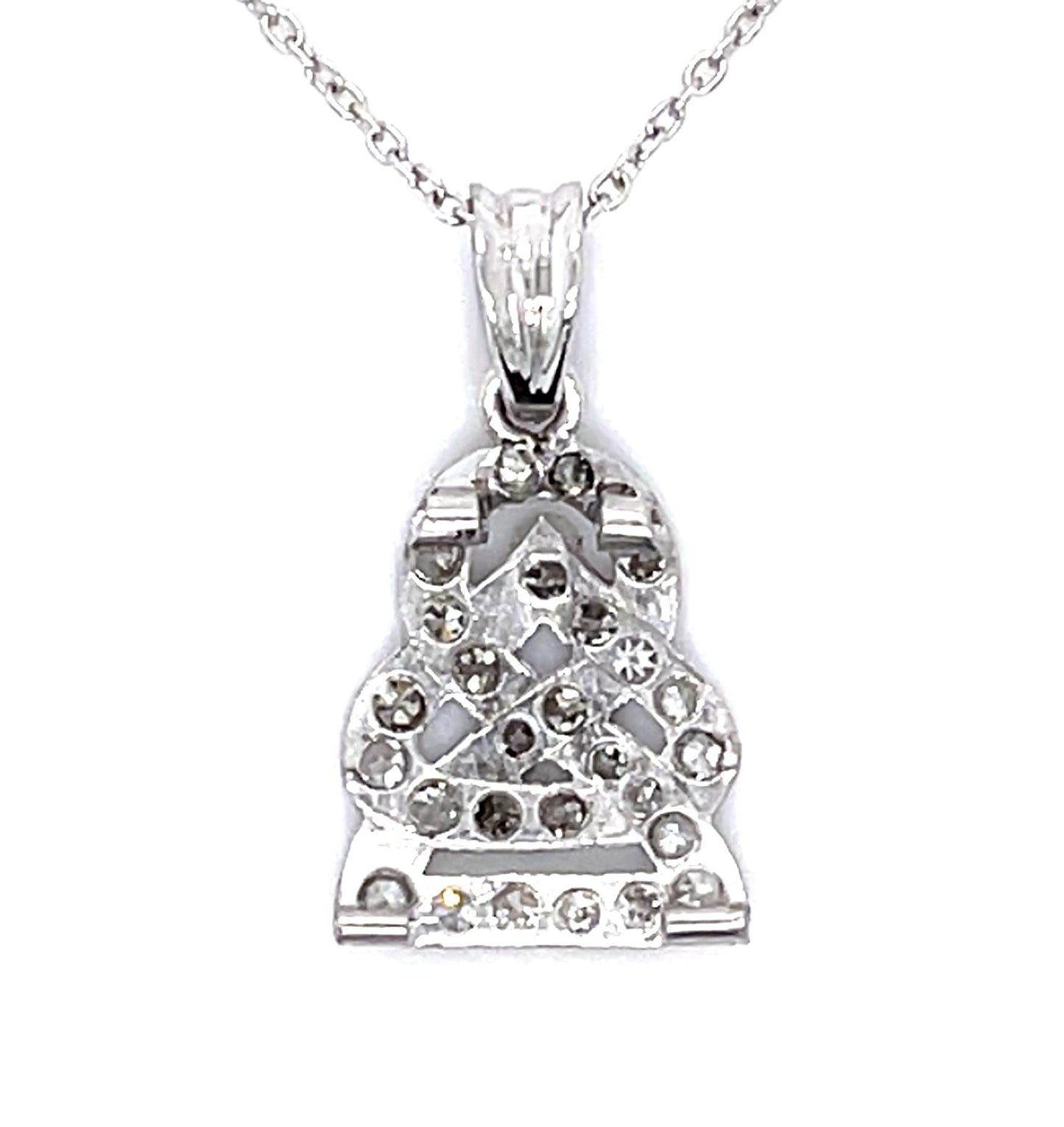 Art Deco .36ct Diamond platinum Pendant (Antique 1920s) 2.10g 16" 14KY Chain