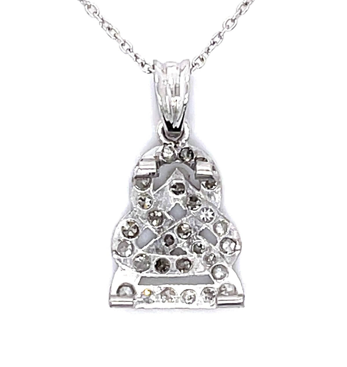 Art Deco .36ct Diamond platinum Pendant (Antique 1920s) 2.10g 16" 14KY Chain