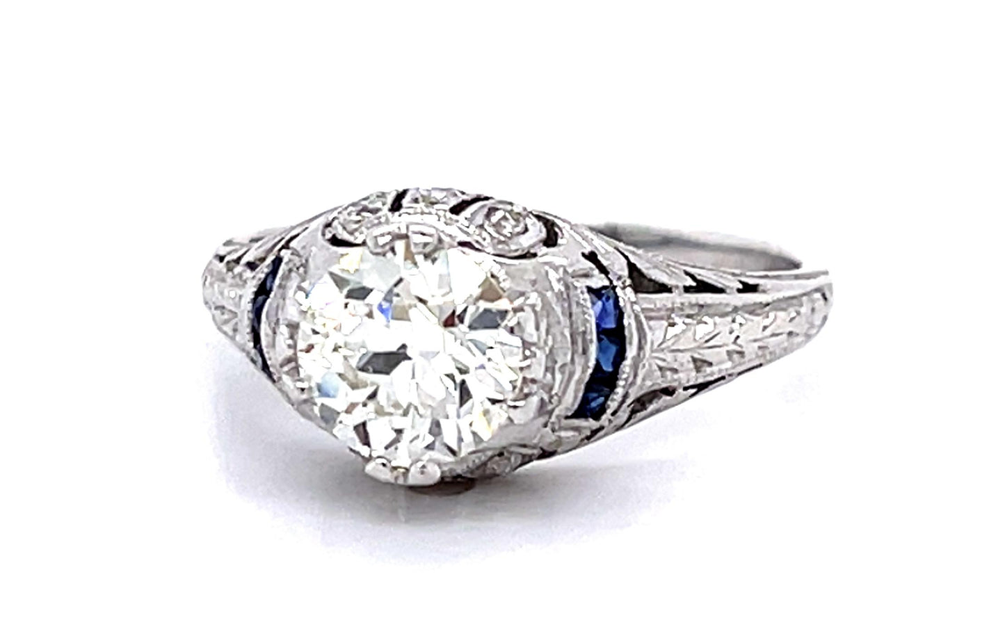 Original Art Deco 1.15ct Old European Diamond Platinum Ring (Antique 1920s)