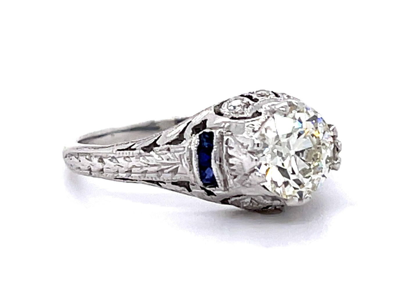 Original Art Deco 1.15ct Old European Diamond Platinum Ring (Antique 1920s)