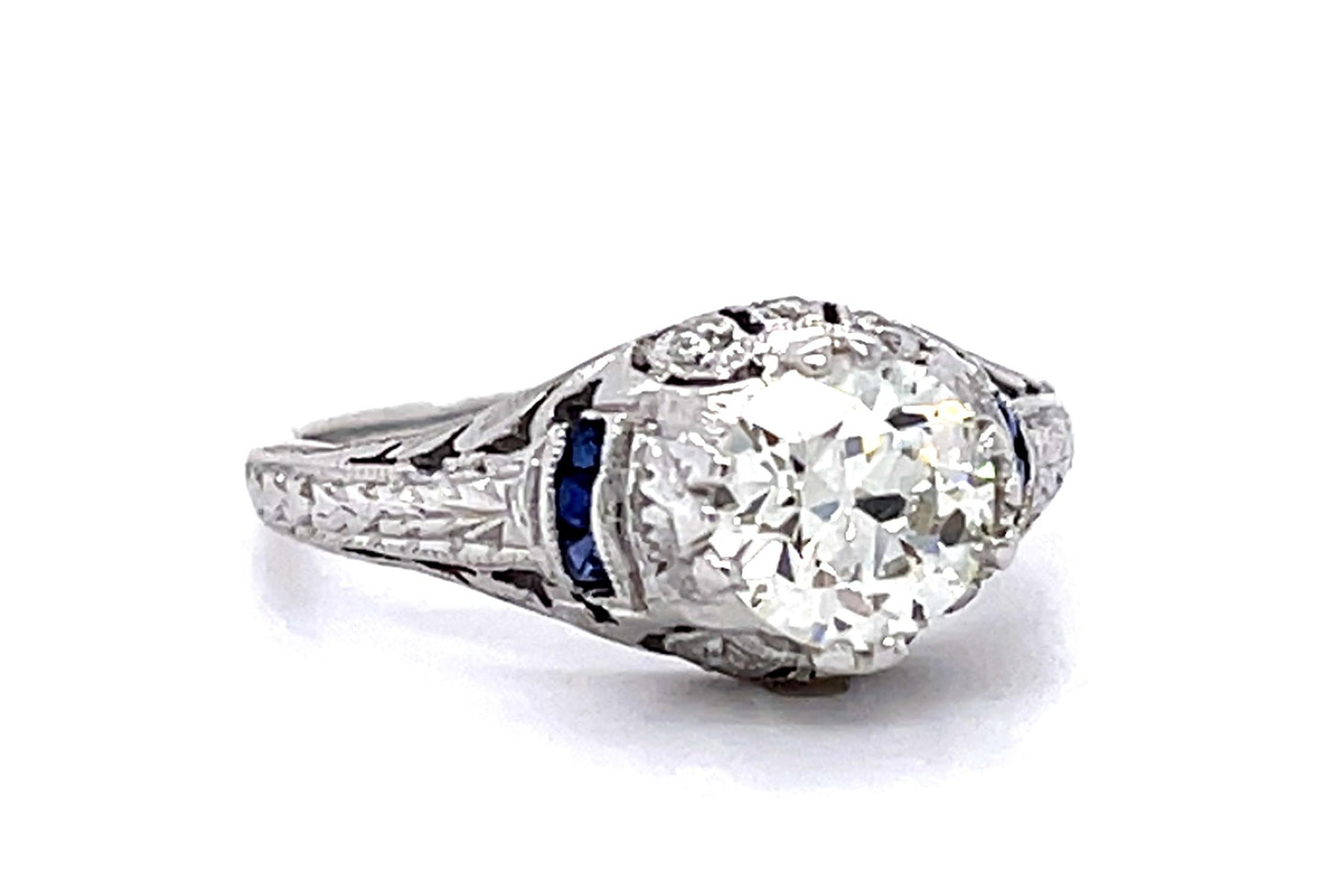Original Art Deco 1.15ct Old European Diamond Platinum Ring (Antique 1920s)