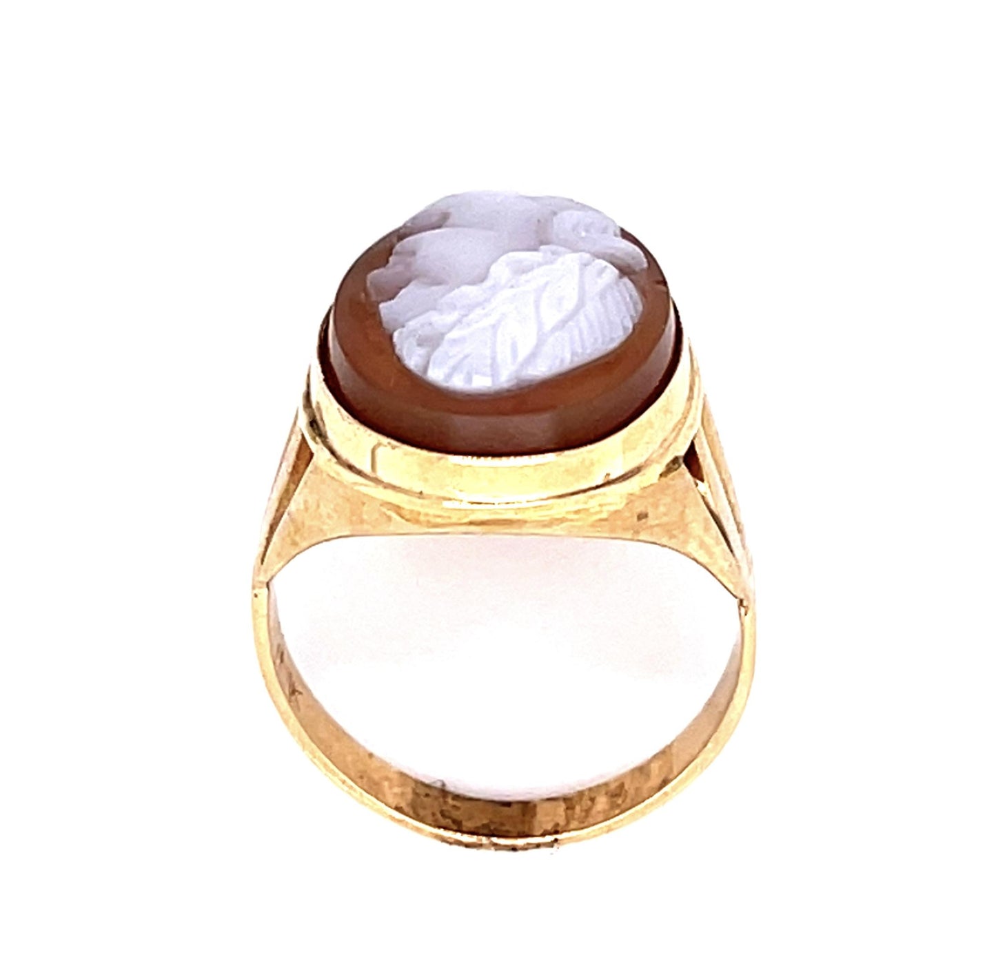 Victorian Carved Ancient Figure Agate 14KY Ring (Antique 1890s)