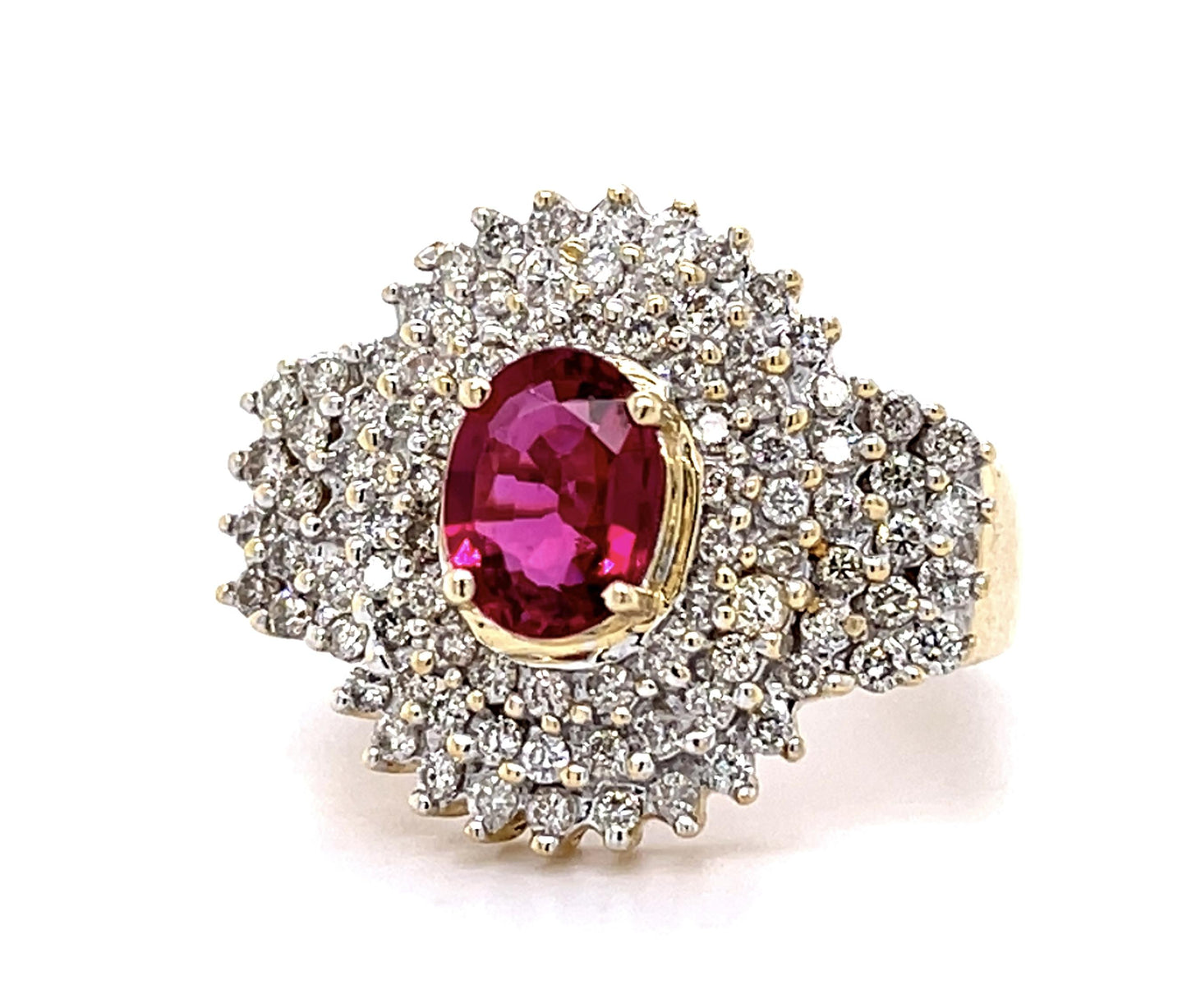 1.25ct Ruby 1.25ct Diamond 14KY Ring 6g 8.50 Size