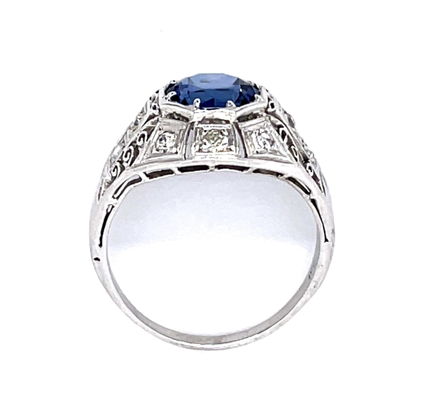 Art Deco 1.37ct Sapphire & 0.70ct Diamond Art Deco Ring