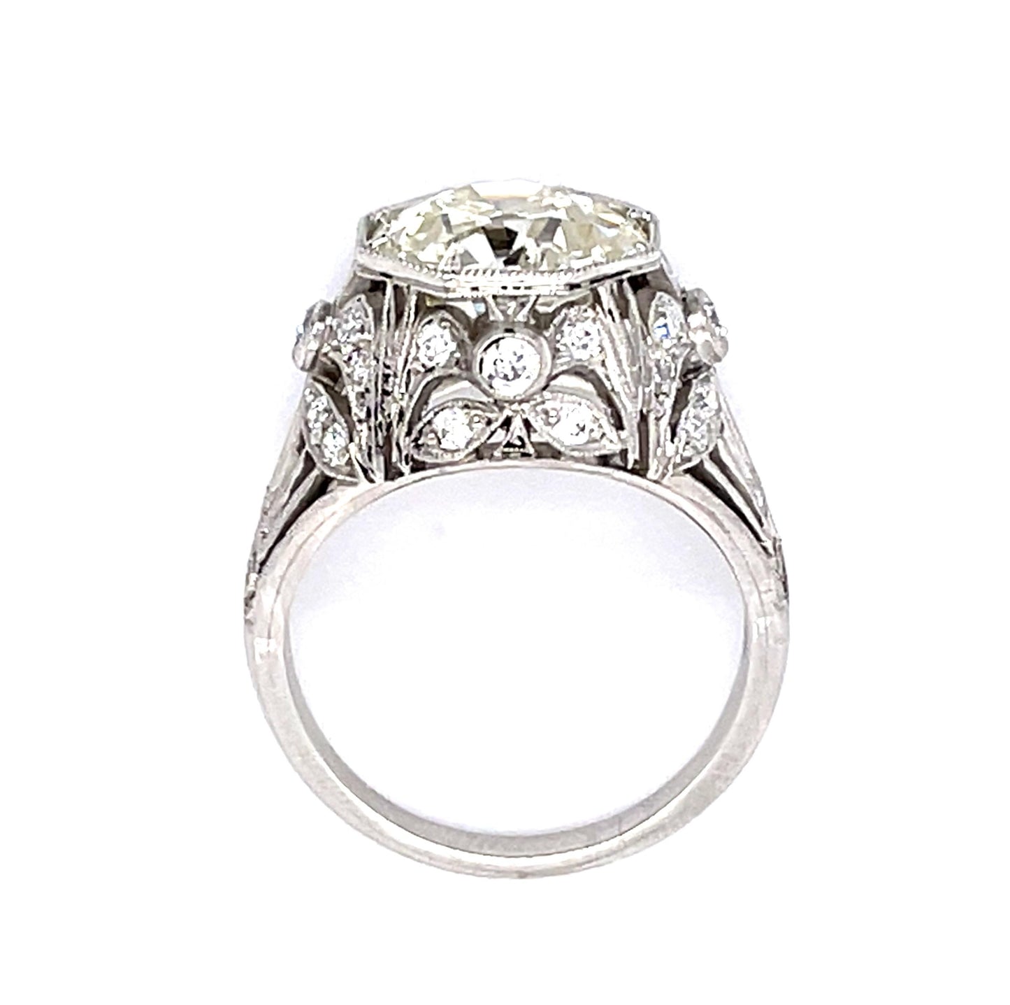 3.64ct M VS2 Old European Diamond Platinum Handmade Ring .60ct SD