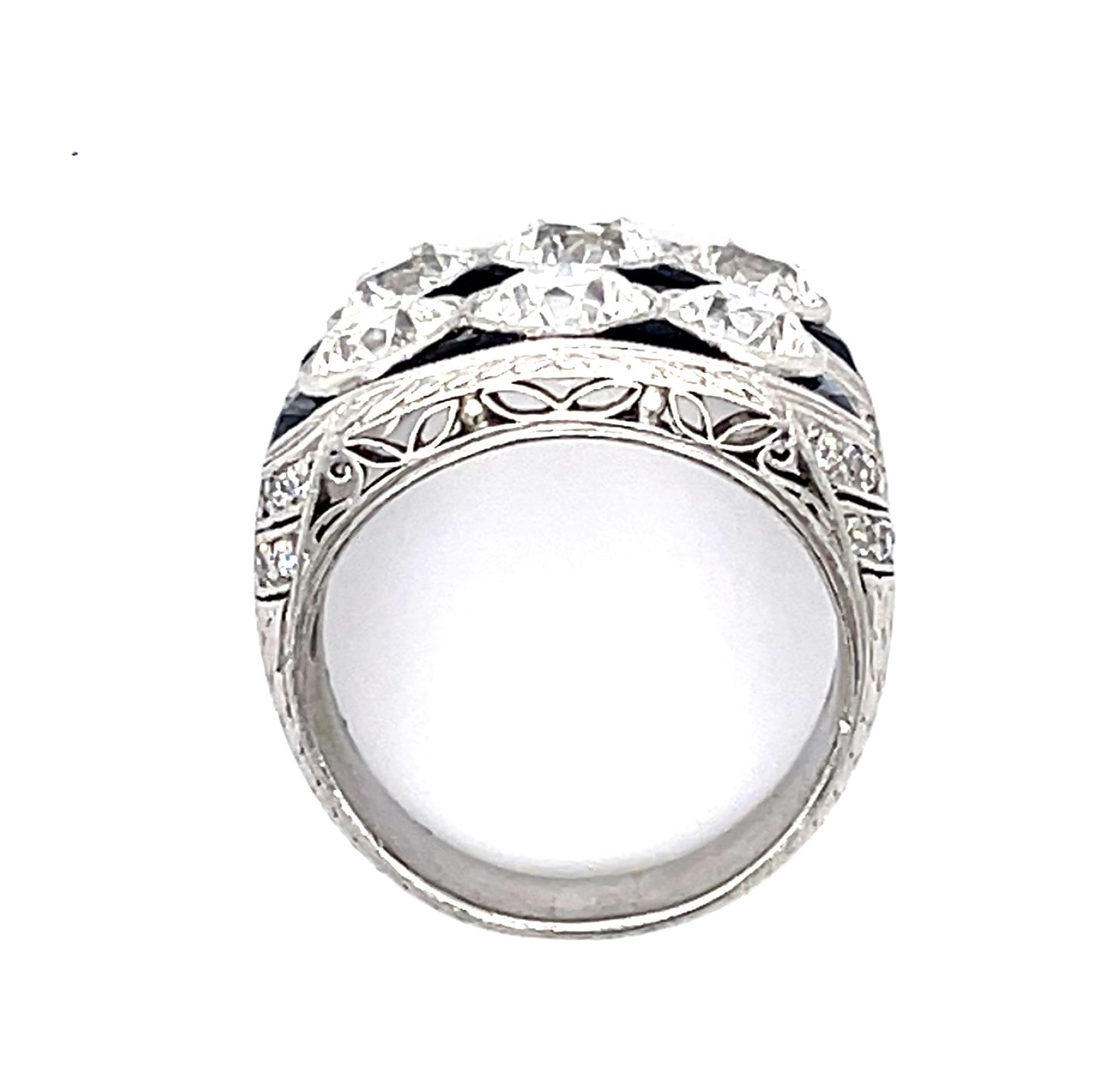 Art Deco Double Stacked Ring 2.80ct (Six Center Diamonds) PT Ring Antique 1920s