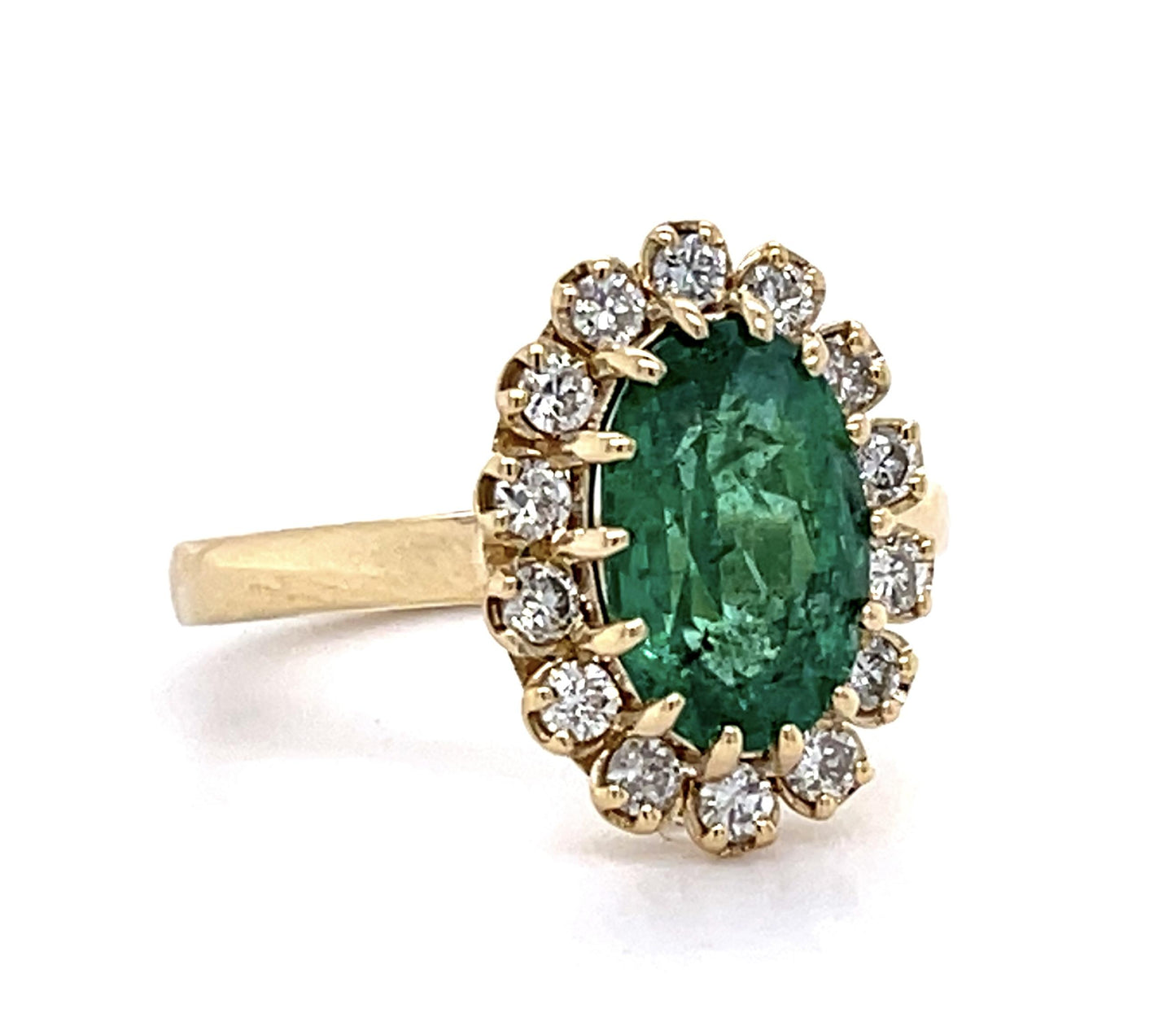 1.90ct Emerald .70ct Diamond 14KY Ring