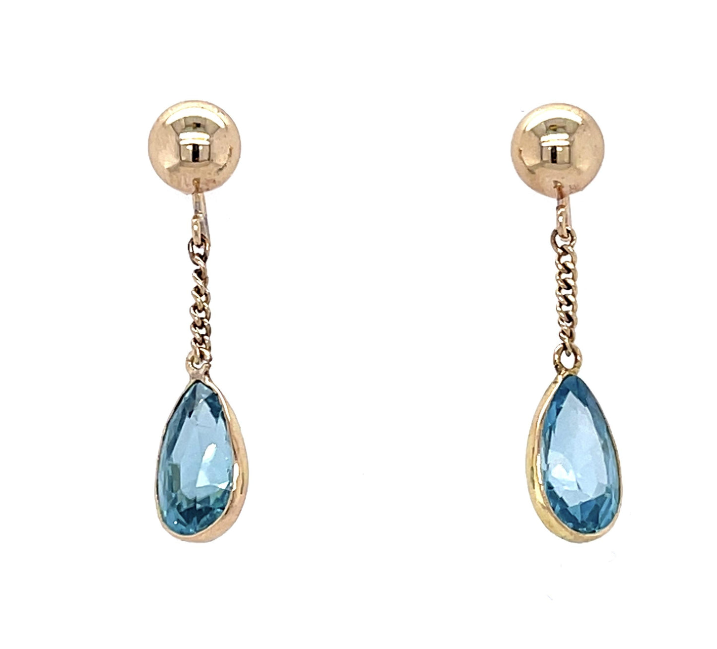4ct Blue Zircon 14KY Drop Earrings (Vintage 1930s)